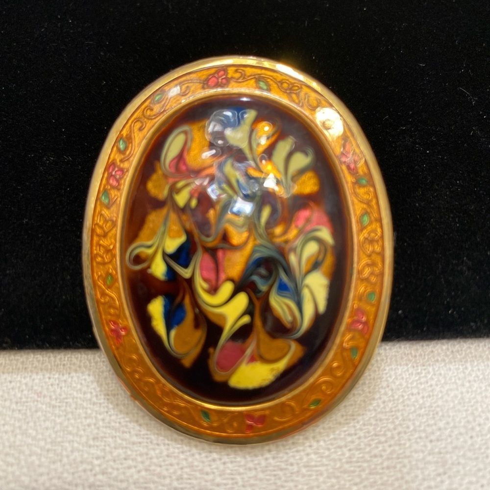 Vintage Abstract Enamel Brooch - Picture 7 of 14